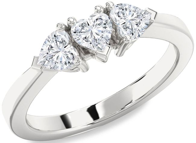 Diamond Platinum Heart Three Stone Ring