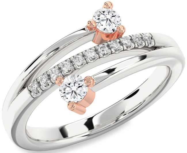 Diamond White Rose Gold Round Two Stone Ring