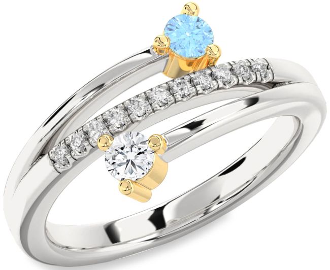 Diamond Gold Silver Round Two Stone Promise Ring