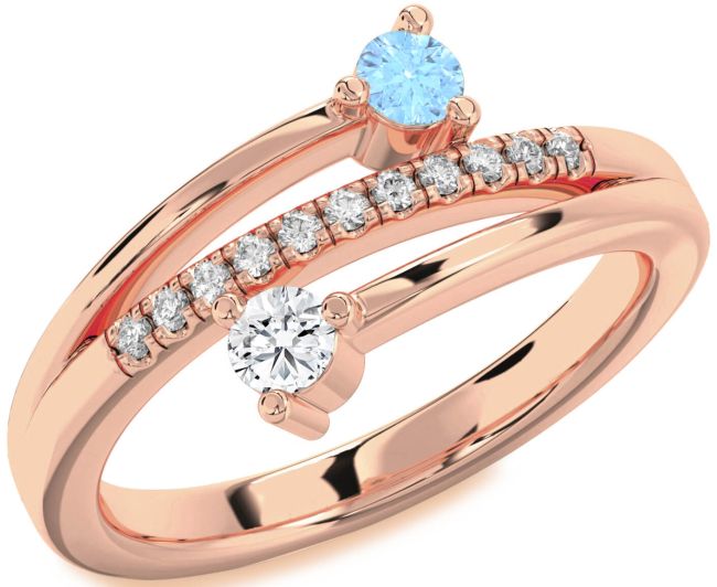 Diamond Rose Gold Round Two Stone Promise Ring