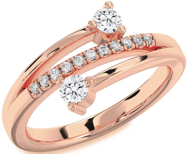 Diamond Rose Gold Round Two Stone Ring