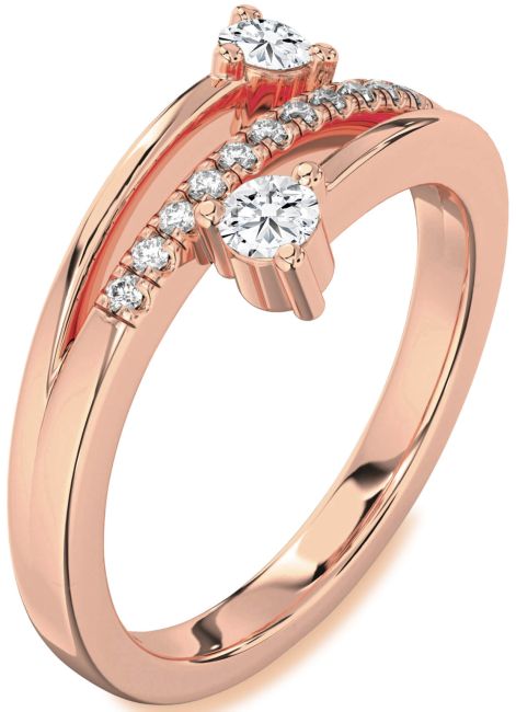 Lab Diamond Rose Gold Round Two Stone Ring