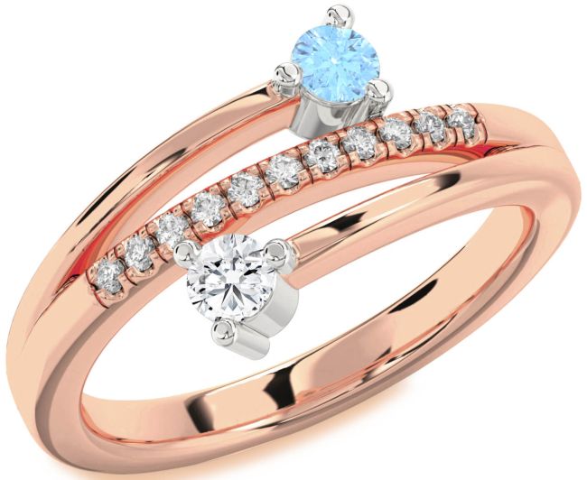 Diamond Platinum & Rose Gold Round Two Stone Promise Ring