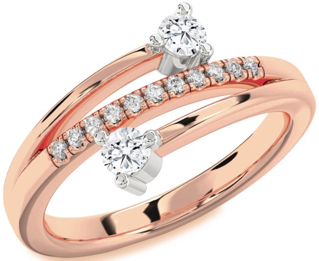 Diamond White Rose Gold Round Two Stone Ring