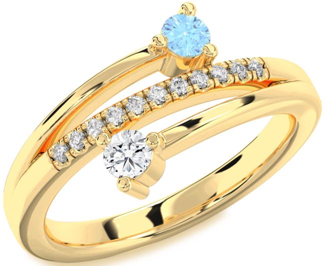 Diamond Gold Round Two Stone Promise Ring