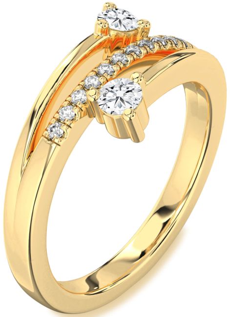 Lab Diamond Gold Round Two Stone Ring