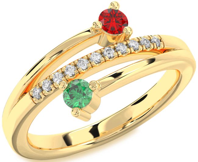 Diamond Gold Silver Round Two Stone Promise Ring