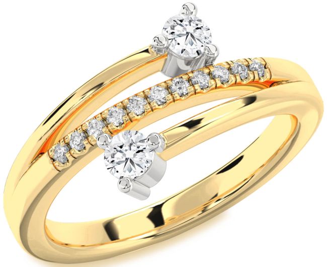 Diamond Platinum & Yellow Gold Round Two Stone Ring