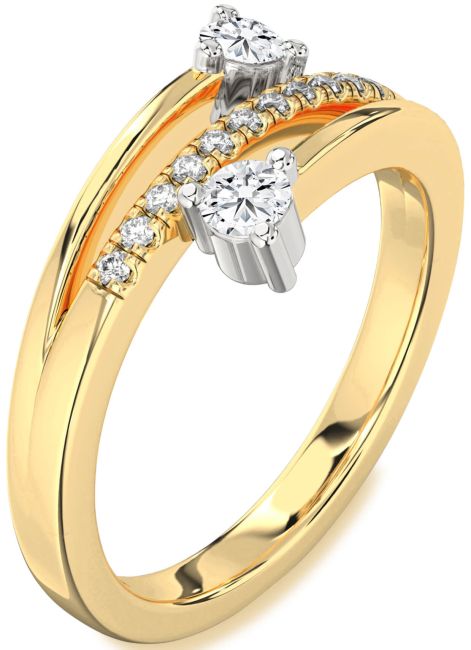 Lab Diamond Gold Silver Round Two Stone Ring