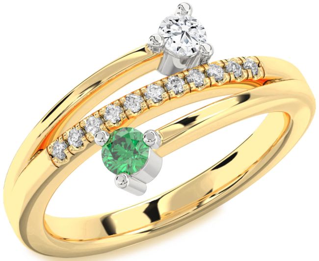 Diamond Gold Silver Round Two Stone Promise Ring