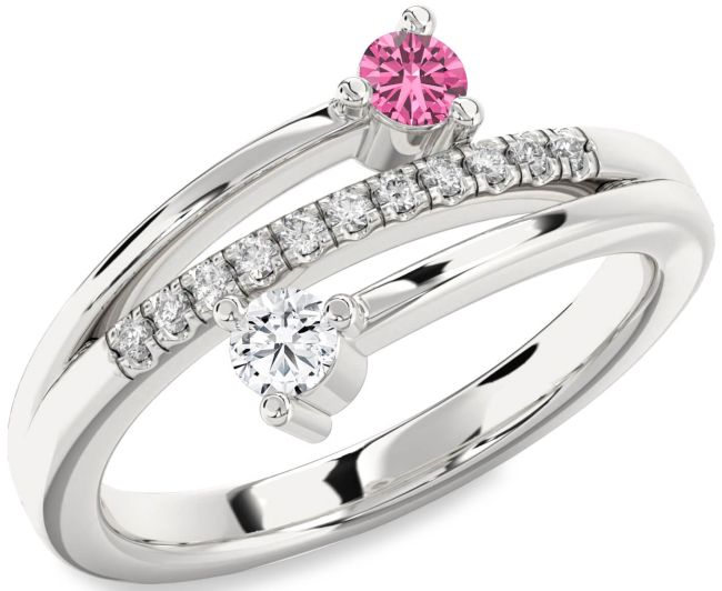 Diamond Silver Round Two Stone Promise Ring