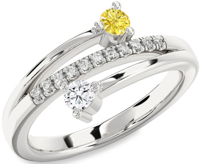 Diamond Silver Round Two Stone Promise Ring