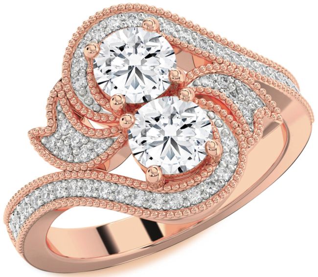 Diamond Rose Gold Round Two Stone Ring
