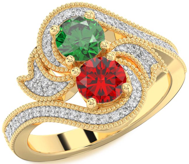 Diamond Gold Round Two Stone Promise Ring