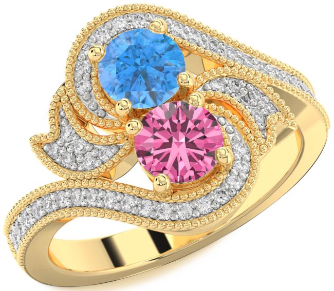Diamond Gold Round Two Stone Promise Ring