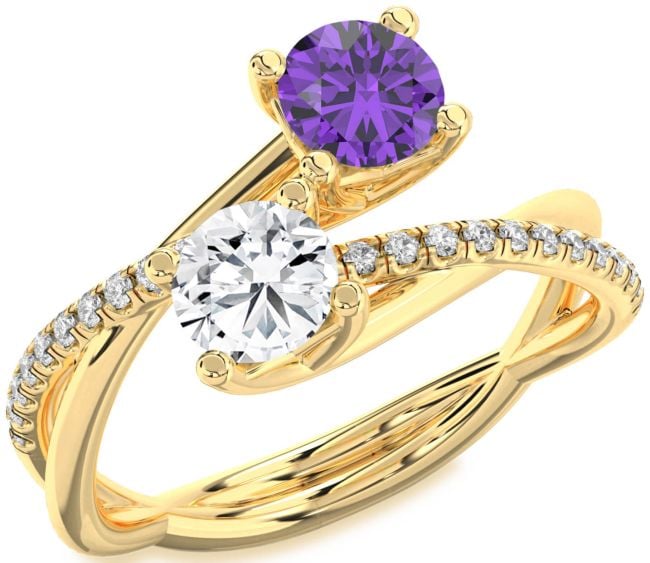 Diamond Gold Round Two Stone Promise Ring