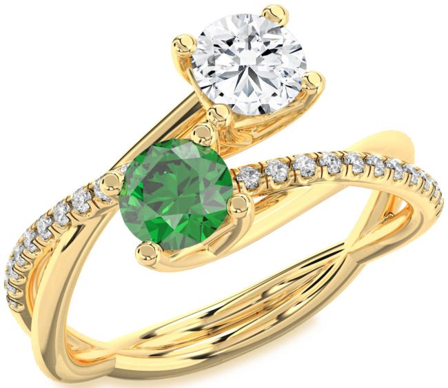 Diamond Gold Round Two Stone Promise Ring