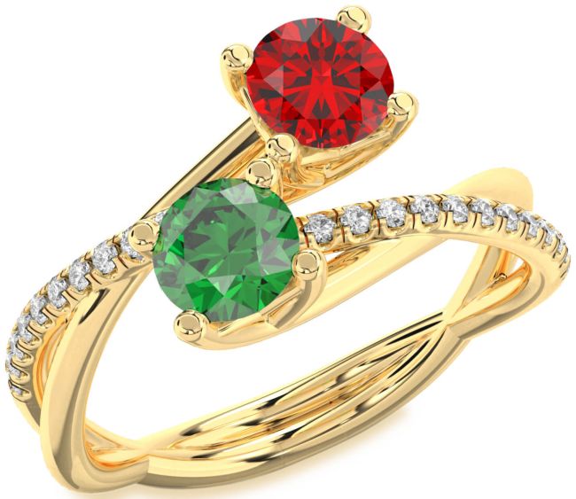 Diamond Gold Silver Round Two Stone Promise Ring