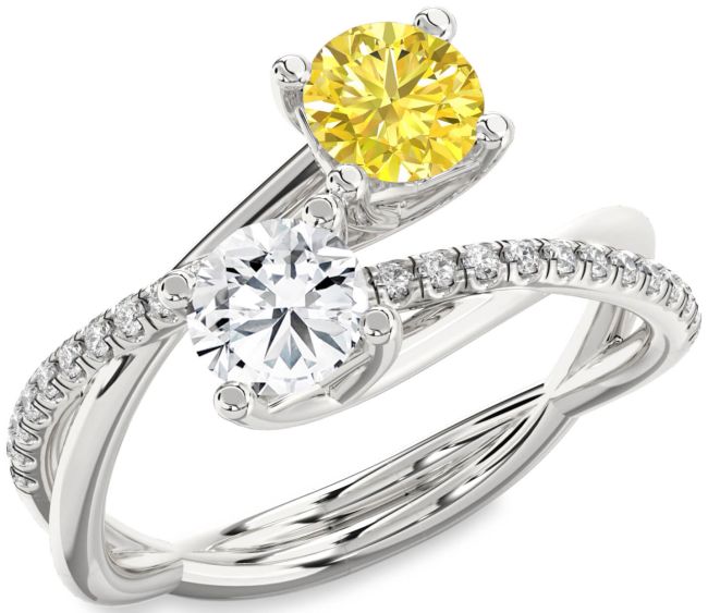 Diamond Silver Round Two Stone Promise Ring