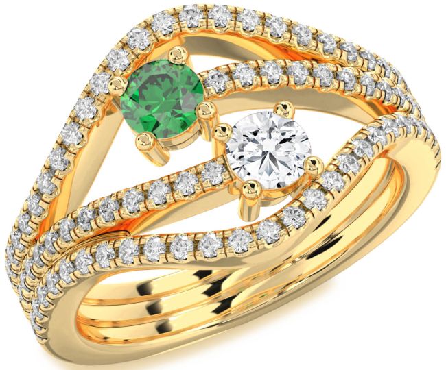 Diamond Gold Round Two Stone Pave Promise Ring