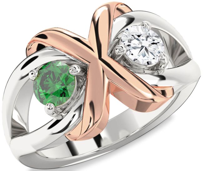 Platinum & Rose Gold Round Two Stone Promise Ring