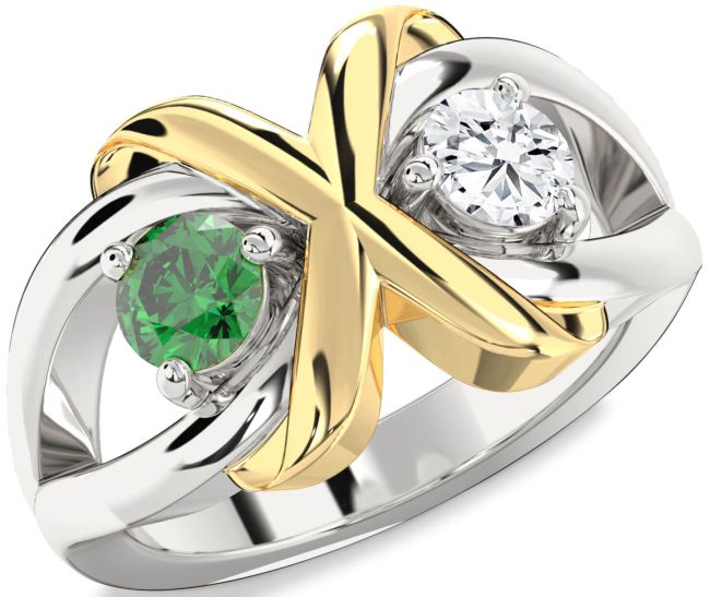 Gold Silver Round Two Stone Promise Ring