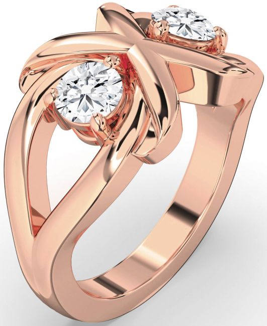 Lab Diamond Rose Gold Round Two Stone Ring