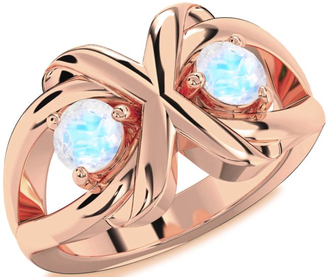 Moonstone Rose Gold Round Two Stone Ring