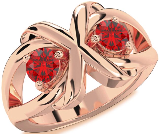Ruby Rose Gold Round Two Stone Birthstone Ring