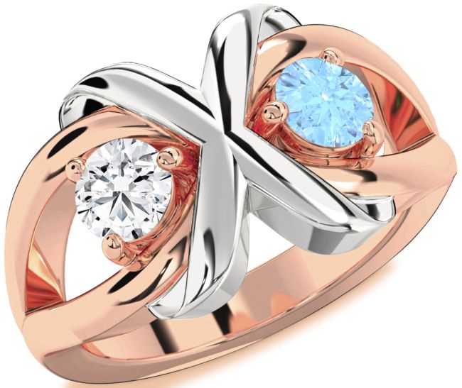 Platinum & Rose Gold Round Two Stone Promise Ring