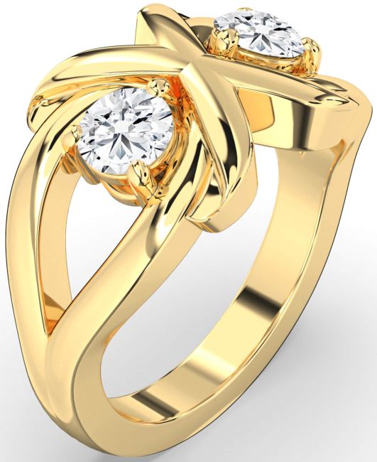 Lab Diamond Gold Round Two Stone Ring