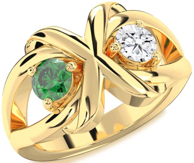 Gold Round Two Stone Promise Ring