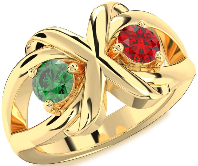 Gold Round Two Stone Promise Ring