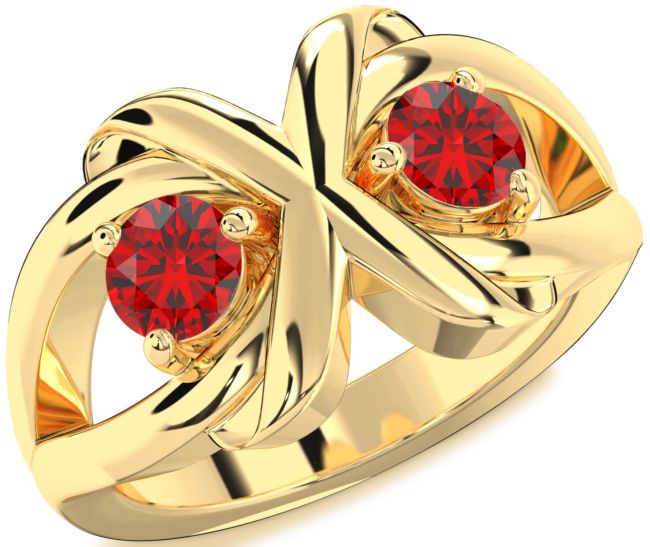 Ruby Gold Round Two Stone Birthstone Ring