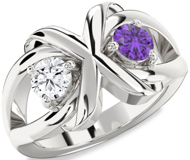 Silver Round Two Stone Promise Ring