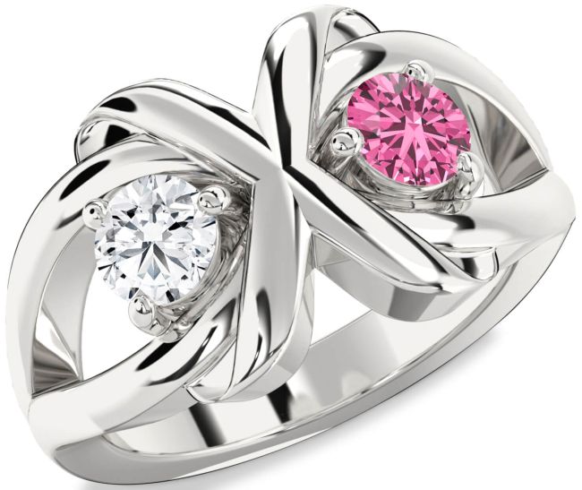 Silver Round Two Stone Promise Ring
