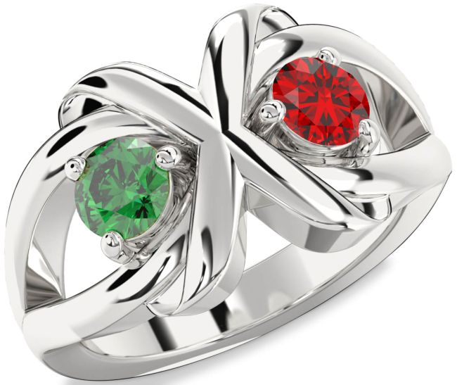 Silver Round Two Stone Promise Ring