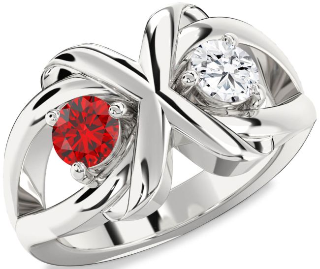 Silver Round Two Stone Promise Ring
