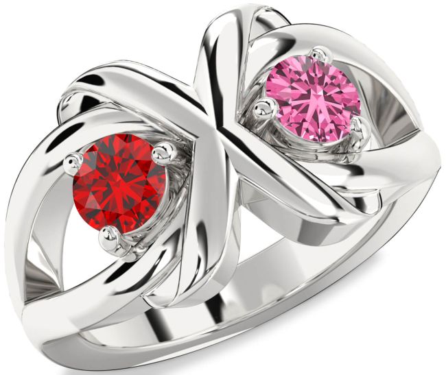 Silver Round Two Stone Promise Ring