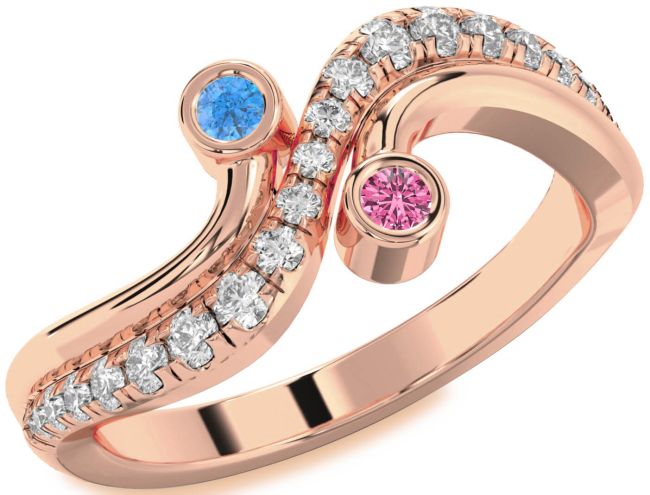 Diamond Rose Gold Round Two Stone Promise Ring