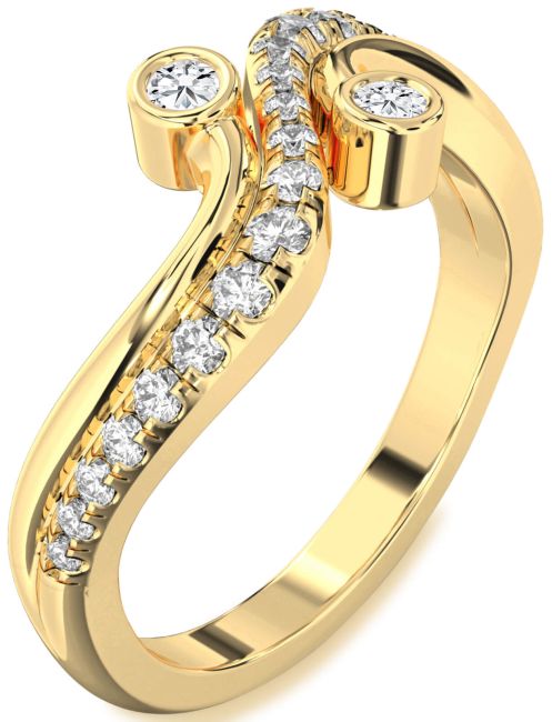 Lab Diamond Gold Silver Round Two Stone Ring