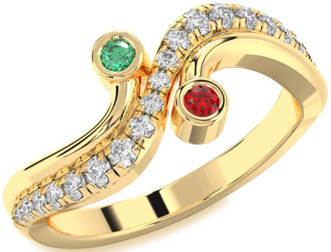 Diamond Gold Silver Round Two Stone Promise Ring