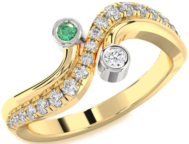 Diamond Gold Silver Round Two Stone Promise Ring