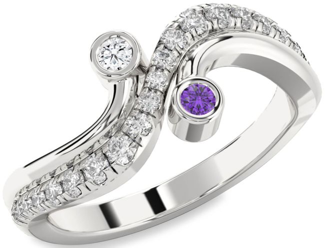 Diamond Silver Round Two Stone Promise Ring