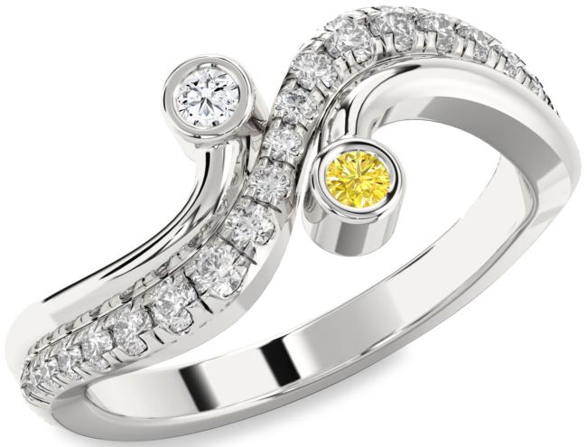 Diamond Silver Round Two Stone Promise Ring