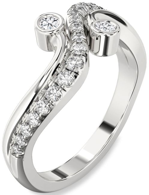 Lab Diamond Silver Round Two Stone Ring