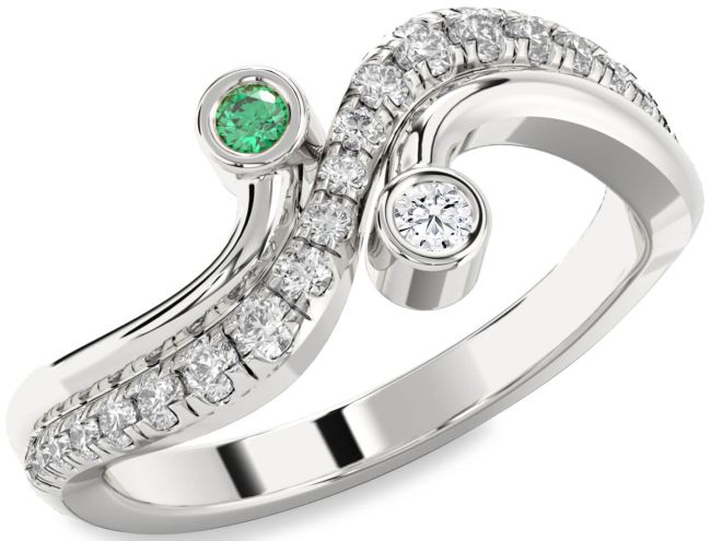 Diamond Silver Round Two Stone Promise Ring