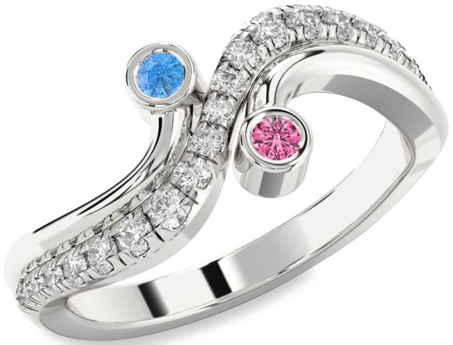 Diamond Silver Round Two Stone Promise Ring