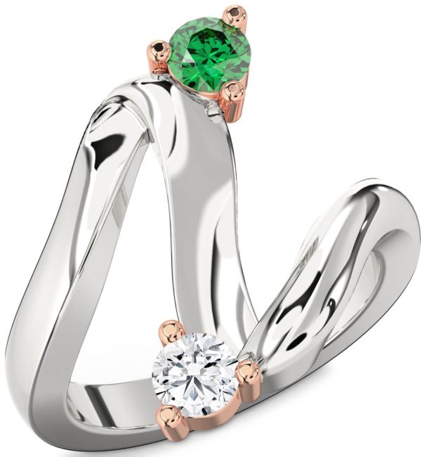 Platinum & Rose Gold Round Two Stone Promise Ring