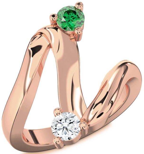 Rose Gold Round Two Stone Promise Ring